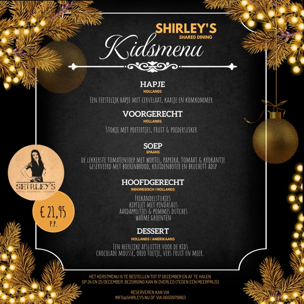 Kerstmenu 2024 Shirley's catering