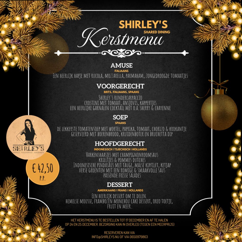 Kerstmenu 2024 Shirley's catering